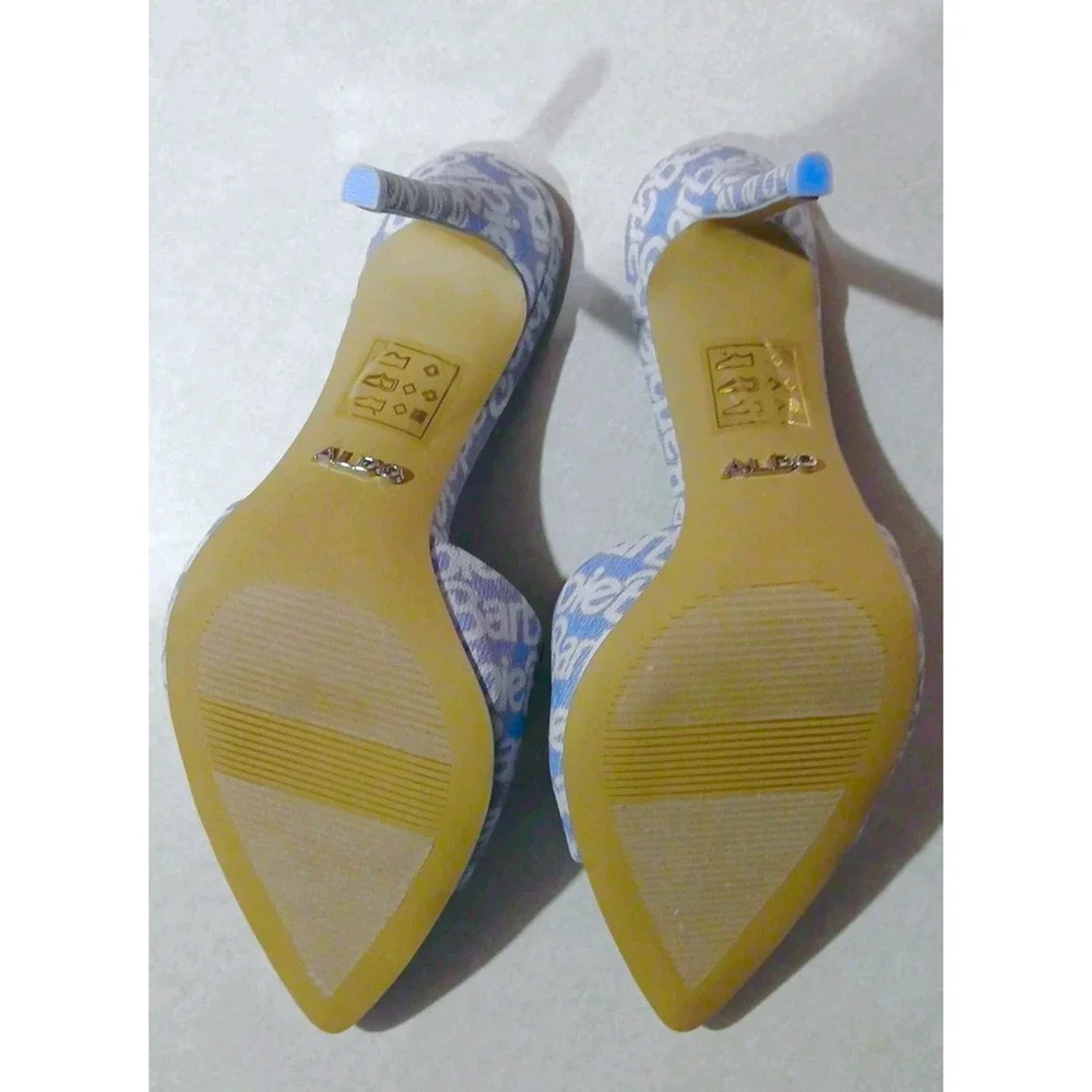 Aldo x Barbie Rhinestone Heels Sz 8.5 Sold Out Limited Edition Pink Logo Mules - Picture 5 of 9